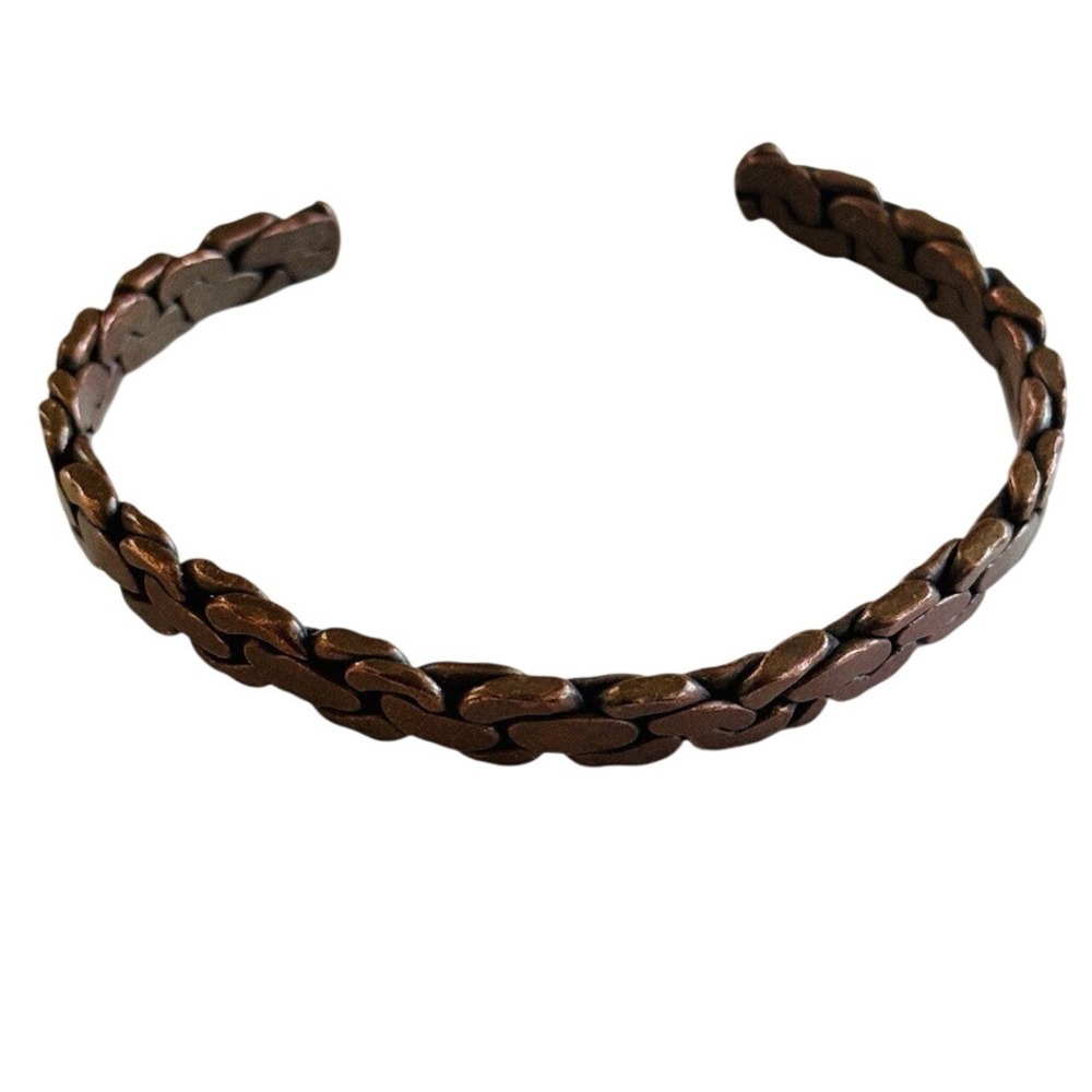 VTG Metal Cuff Bracelet Statement Rare Solid Copper Large Modernist Heavy‎ Retro